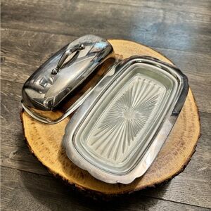 Vintage Towle Silver‎ plated Butter Dish W/ Glass Liner